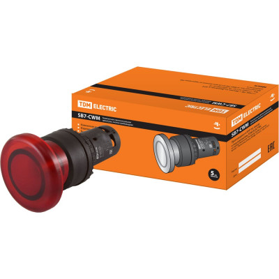 Грибовидная кнопка TDM SB7-CWM42-24VLED SQ0746-0052