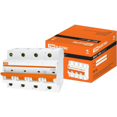 Автоматический выключатель TDM ELECTRIC ВА47-100 4Р 50А 10кА С SQ0207-0085