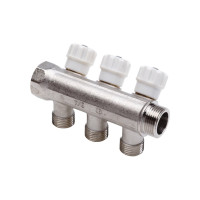 Резьбовой коллектор с вентилями AQUALINK вн-нар 3/4, 1/2x3 (Цена за упаковку 2 шт.)  арт. 4477