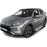 Пороги на автомобиль Rival Bmw-Style круг для Mitsubishi Eclipse Cross 2018-2021 г.в., 180 см, 2 шт., алюминий D180AL.4007.1