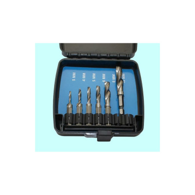 Набор метчиков-сверел CNIC из 6 штук М3-М10 Р6М5 в пласт. футл. хвостовик HEX 1/4" 07106 66908