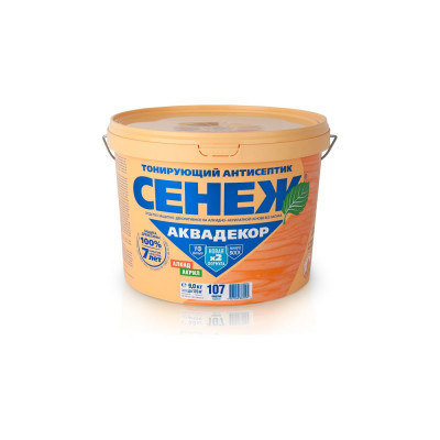Антисептик для дерева СЕНЕЖ АКВАДЕКОР Х2-107 каштан, 9 кг 11054