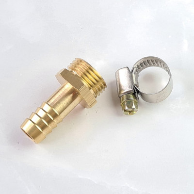 Наконечник латунный НР 1/2" - елочка 12 мм + хомут Профитт 4823464