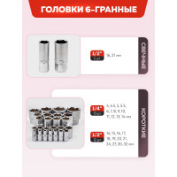 Набор инструментов Forcekraft 82 пр. 1/2", 1/4" 6гр., 4-32 мм Profi 16212 FK-4821-5(16212)