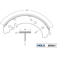 Колодка тормозная задняя 4 шт. для ВАЗ 2101-07, 2121, 2123 HOLA BR801