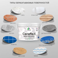 Краска акриловая MALARE Ceraflex для плитки, светло-серый, матовый, 10 кг ККРФЛКСАСВСМ1000