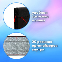 Папка для труда BRAUBERG Black football на молнии, А4, с ручкой, 1 отделение, органайзер 270992