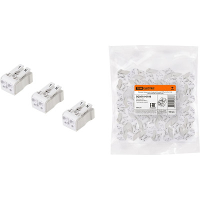 Пружинная соединительная клемма TDM ELECTRIC кспн2-l+n, 16 a, с монтажной ножкой SQ0510-0106