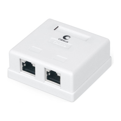 Компьютерная розетка Cabeus RJ-45(8P8C), категория 5e, экранированная, двойная, внешняя, Dual IDC WS-8P8C-Cat.5e-SH-2