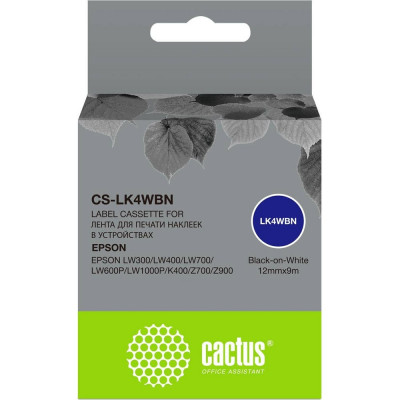 Ленточный картридж CACTUS CS-LK4WBN для Epson LW300/LW400/LW700/LW600P/LW1000P/K400/Z700/Z900 1910272