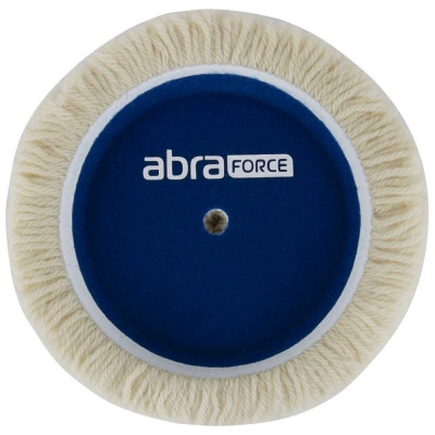 Круг полировальный меховой, крученая шерсть, белый, 150 мм, липучка белая Abraforce 163435