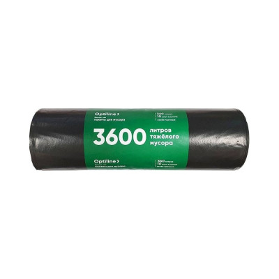 Пакеты для мусора ПВД 110x140 см, 60 мкм, 360 л, черные, в рулоне 10 шт. Премиум Optiline 23-0311