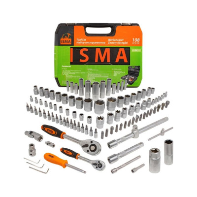 Набор инструментов ISMA 1/4", 1/2", 6гр., 4-32 мм, 108 предметов ISMA-41082-5(50775)