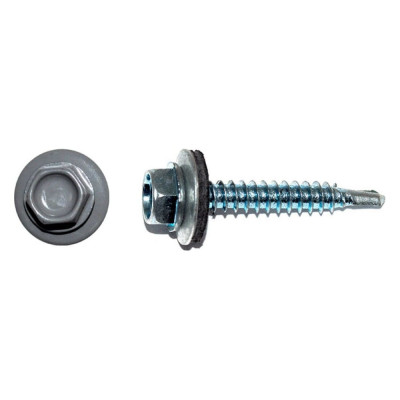 Саморез КРЕП-КОМП кровельный 4,8x19 RAL7024, серый графит К (250шт) ск48197024кф