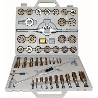 Вороток, плашкодержатель и по 20 метчиков и плашек м6-м24 CNIC в пласт. кейсе 45 позиций 01145 66032