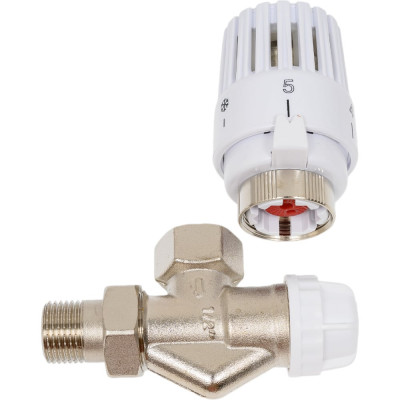 Кран вентильный для радиатора AV Engineering 1/2x1/2 осевой с термоголовой AVE298612