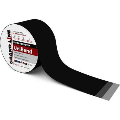 Герметизирующая лента Grand Line Uniband самоклеящаяся, ral9005, черный, 10 м, 10 см 547378
