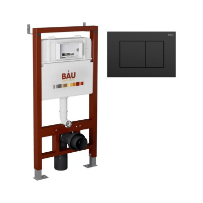Инсталляция для подвесного унитаза Bauedge клавиша смыва BAU Stil для инсталляции, черный матовый Q111300-Q00003
