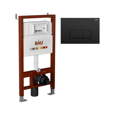 Инсталляция для подвесного унитаза Bauedge клавиша смыва BAU Dream для инсталляциии, черный матовый Q111300-Q00005