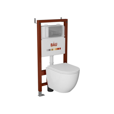 Комплект Bauedge BAU 6 в 1: инсталляция BAU PRO, унитаз подвесной торнадо Bau Dream Hurricane-3, сиденье дюропласт микролифт, клавиша BAU Hotel, хром Q111300-BL0001-HQ3-Q00007