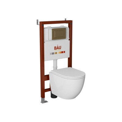 Комплект Bauedge BAU 6 в 1: инсталляция BAU PRO, унитаз подвесной торнадо Bau Dream Hurricane-3, сиденье дюропласт микролифт, клавиша BAU Stil, бронза Q111300-BL0001-HQ3-Q00012