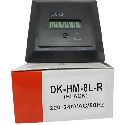 Счетчик времени наработки DELTAKIP DK-HM-8L с кнопкой сброс, чёрный 220-240VAC DK-A0000007