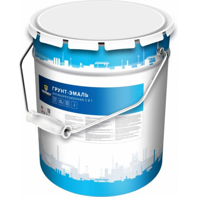 Грунт-эмаль ФАРБЕН антикоррозионная, 3 в 1, RAL 7042, 20 кг 4300013578