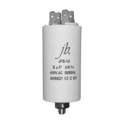 Конденсатор пусковой JB Capacitors, 8мкФ, 450В, 40х75, JFS-13 (CBB60-E) (клеммы+болт), JFS13A6805J000000B-153