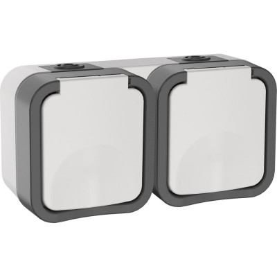 Розетка IEK Tors 2-ая с з/к кр. горизонтальная 16а ip55 ts222 белый TS-R26-16-55-G-K41