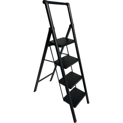 Стальная стремянка АЛЮБЭСТ Lux черный цвет, 4 ступени, 93 см DLS504B