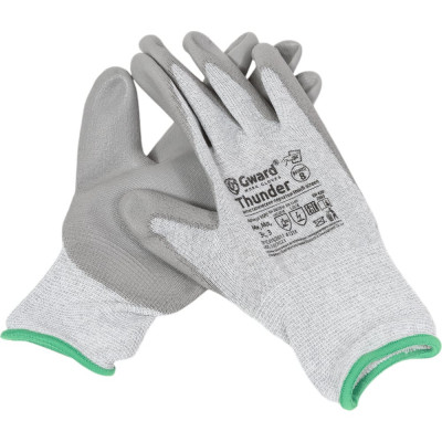 Перчатки антистатические GWARD Thunder нейлоновые серого цвета с полиуретановым покрытием р. M 1 пара в упаковке арт.ASP2 ASP2/M1