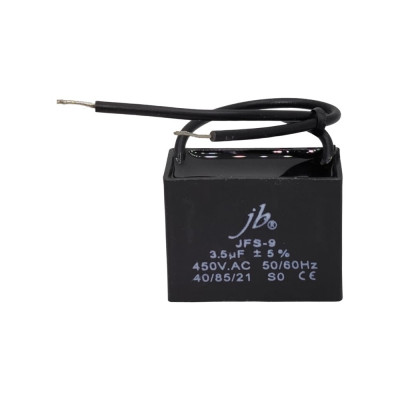 Конденсатор пусковой JB Capacitors, 3.5мкФ, 450В, 39x19x29, JFS-9 (CBB61) (гибкие выводы) JFS9A6355J000000B-218