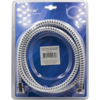Шланг душевой MIXLINE 150 см имп/кон, ПВХ, белый/хром MIX-5-150 ЛЮКС (блистер) 553183