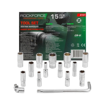Набор глубоких головок Rockforce 15 предметов RF-4157(58291)