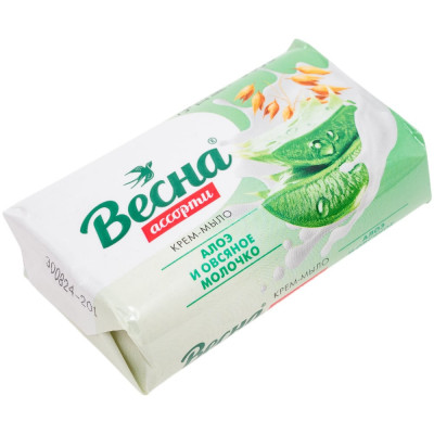 Мыло твердое ВЕСНА Ассорти, Алоэ и овсяное молочко, 90 г 6089
