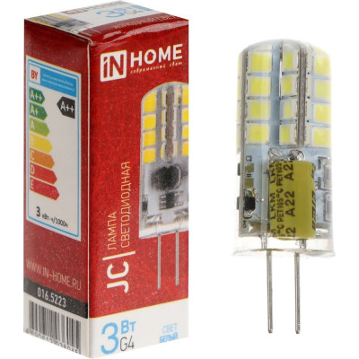Лампа светодиодная IN HOME LED-JC 3Вт 12В G4 6500К 290Лм 4690612036045