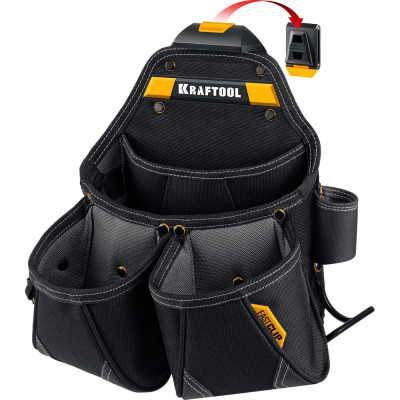 Поясная сумка KRAFTOOL KP-15 350x320 мм с быстросъёмным креплением FastClip, 15 карманов и петель 38771
