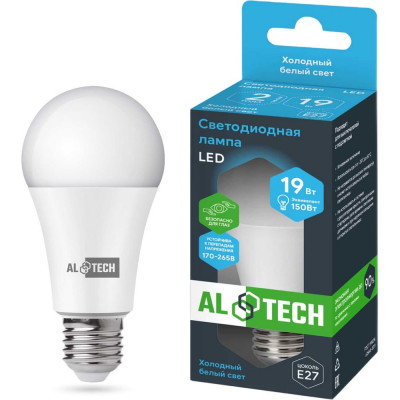 Лампочка светодиодная ALTECH LED Р60-19W-865-E27 19Вт груша холодный белый свет 4673758070340