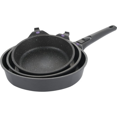 Набор сковород GIPFEL PROOFET 20x5 см, 24x5 см, 28x6 см, из литого алюминия, с индукционным дном, со съемной бакелитовой ручкой, 2.0/4.7 мм 1480