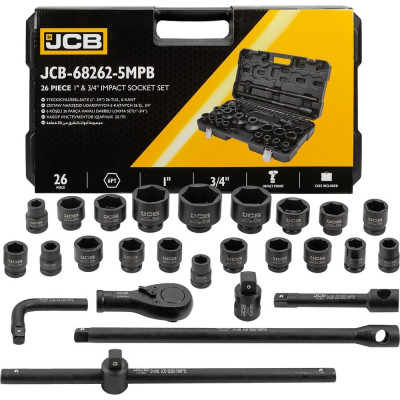 Набор инструментов ударных JCB 26пр, 3/4", 1" (6гр.) JCB-68262-5MPB(59043)