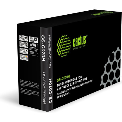 Лазерный картридж CACTUS CS-C070H 070H черный, 10200 стр., для Canon i-SENSYS LBP243/LBP246/MF461 1998041