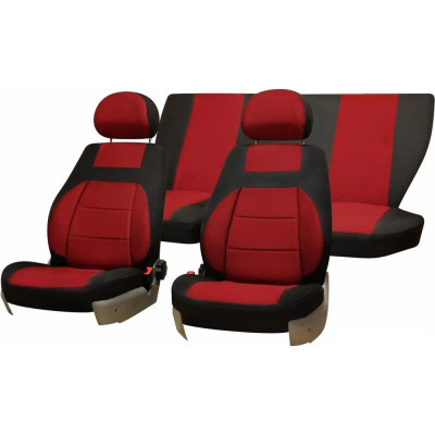 Чехлы на сиденья DEFLY ГАЗ 3110, 1997-2009, дополнительная боковая поддержка, жаккард черный/красный G011-D3