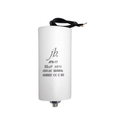 Конденсатор пусковой JB Capacitors 30мкФ, 450В, 45x98, JFS-17 (CBB60-G) (гибкие выводы+болт), JFS17A6306J000000B-248