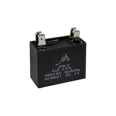 JB Capacitors 4мкФ, 450В, 47x19x32, JFS-C (CBB61) (4 клеммы), Конденсатор пусковой, JFSCA6405JVAT000B-256