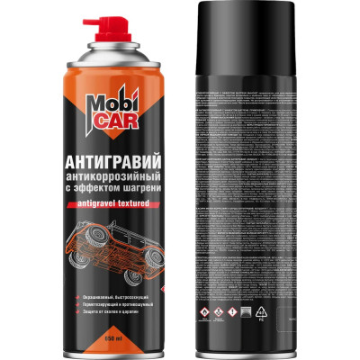 Антигравий антикоррозийный с эффектом шагрени Mobicar 650 мл, чёрный 0521-01 MC