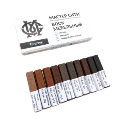 Воск для мебели Мастер Сити твердый 10 цветов Темно-коричневые 2023007