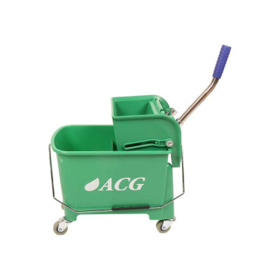 Ведро уборочное ACG на колесах 20л с отжимом двойное зеленое 1026820