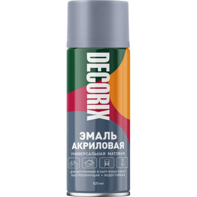 Аэрозольная эмаль Decorix универсальная, акриловая, серый, матовый, 520 мл 0101-45 DX