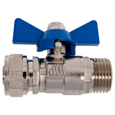 Кран шаровой обжимной Millennium для металлопластиковых труб 16мм х 1/2" с наружной резьбой KBMC1216