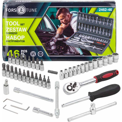 Набор инструмента 46 предметов 1/4", 6-гран., 4-14мм FORS&TUNE FORSandTUNE-2462-46(60434)